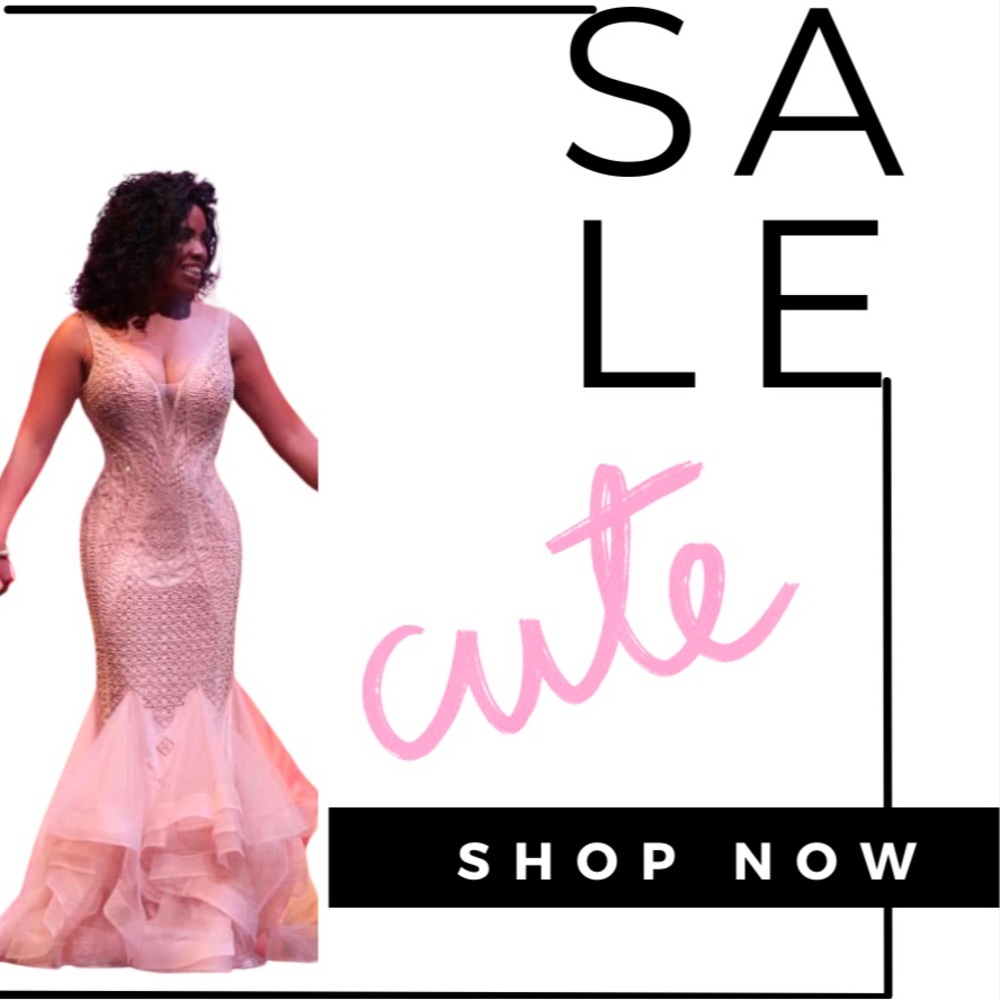 Powder pink evening dress.